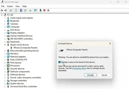 9 Uninstall iPhone Driver in Device Manager